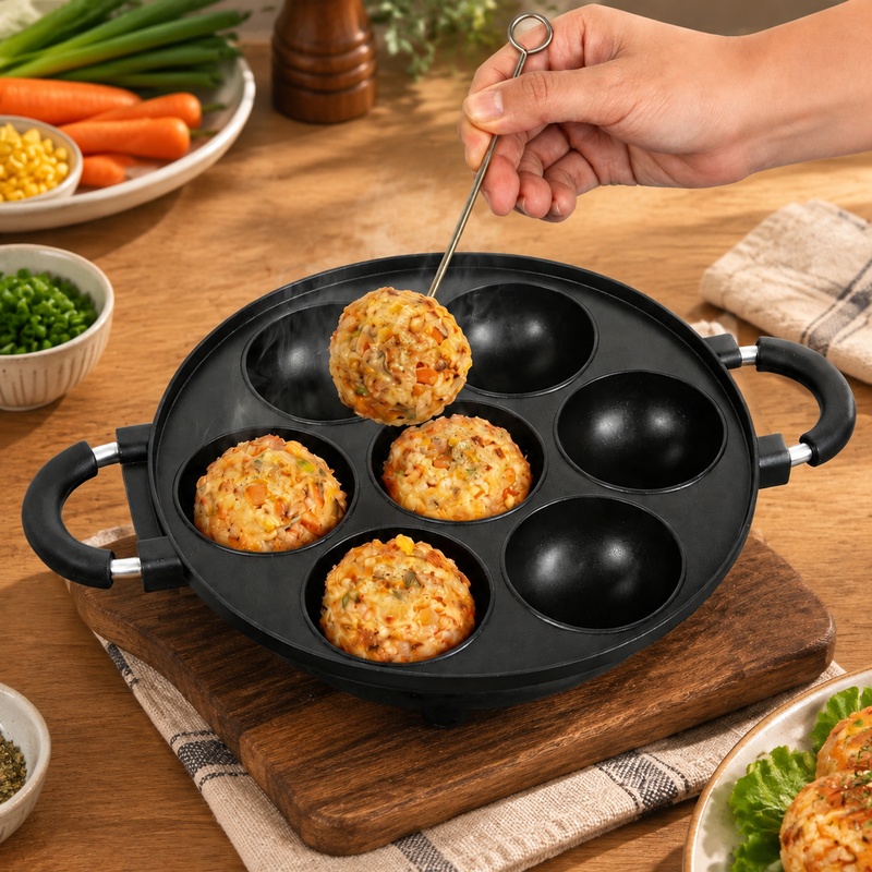 Takoyaki Grill Plate - 7-delige aluminiumvorm voor pannenkoekenballetjes en takoyaki,